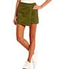 Color:Capulet Olive - Image 1 - Mid Rise Twill Wrap Skirt