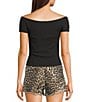 Originality Off-The-Shoulder Solid Twist Front Top, Color:Black - Image 2