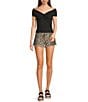 Originality Off-The-Shoulder Solid Twist Front Top, Color:Black - Image 3