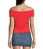 Originality Off-The-Shoulder Solid Twist Front Top, Color:Red - Image 2
