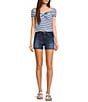 Originality Off-The-Shoulder Striped Twist Front Top, Color:Blue - Image 3