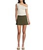 Originality Ponti Pull On A-Line Micro Mini Skort, Color:Dark Olive - Image 3