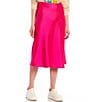 Color:Ultra Pink - Image 1 - Satin Midi Skirt