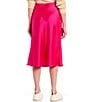 Color:Ultra Pink - Image 2 - Satin Midi Skirt
