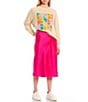 Color:Ultra Pink - Image 3 - Satin Midi Skirt