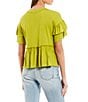 Color:Bright Chartreuse - Image 2 - Short Sleeve Peplum Top