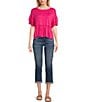 Originality Short Sleeve Peplum Top, Color:Hot Pink - Image 3
