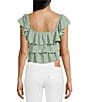 Color:Green - Image 2 - Sleeveless Tiered Ruffle Top