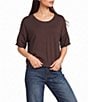 Originality Solid Short Sleeve Cropped Boxy Sweater Top - Image 5
