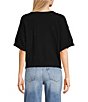 Originality Solid Short Sleeve Cropped Boxy Sweater Top - Image 2