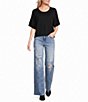 Originality Solid Short Sleeve Cropped Boxy Sweater Top - Image 3