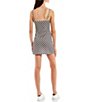 Color:Black/Ivory - Image 2 - Spaghetti Strap Checkered Print Slip Dress