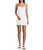 Originality Strapless Twist Bodice Ruffle Hem Mini Dress, Color:Ivory - Image 1