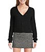 Originality Wavy Stripe V-Neck Button Front Long Sleeve Cropped Cardigan - Image 5