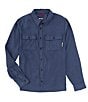 Color:Dark Navy - Image 1 - Performance Stretch Solid Feedback Flannel Twill Long Sleeve Woven Shirt