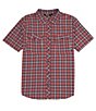 Color:Cranberry Plaid - Image 1 - Wanderer Plaid Performance Stretch Short Sleeve Shirt