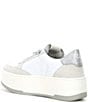Color:White/Silver - Image 3 - Empire Leather Lace-Up Platform Sneakers