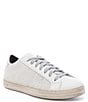 Color:White/Silver - Image 1 - John Leather Rhinestone Embellished Sneakers
