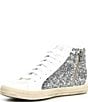 Color:White/Silver - Image 4 - Skate Glitter Embellished High-Top Zip Sneakers