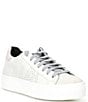 Color:White/Laser - Image 1 - Thea White Laser Low Top Leather Platform Sneakers