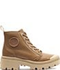 Color:Dear Brown - Image 2 - Pallabase Leather Lace-Up Lug Sole Booties