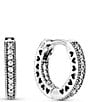 Pandora Pave Heart Sterling Silver Hoop Earrings - Image 1