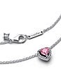 Pandora Pink Elevated Heart Short Pendant Sterling Silver Necklace - Image 3