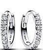 Pandora Sparkling Sterling Silver Huggie Hoop Earrings - Image 1