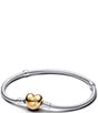Pandora Two Tone Heart Clasp Snake Charm Bracelet - Image 1
