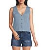 Papermoon Knit V-Neck Button Front Sweater Vest - Image 5