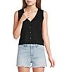 Papermoon Knit V-Neck Button Front Sweater Vest - Image 1