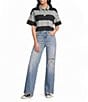 Papermoon Rugby Striped Short Sleeve Cropped Polo Shirt - Image 3