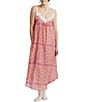 Color:French Rose - Image 1 - Allover Printed Woven Sleeveless V-Neck Maxi Nightgown