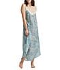 Color:Crystal Blue - Image 1 - Amira Sleeveless Lace Trim V-Neck Maxi Nightgown