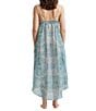 Color:Crystal Blue - Image 2 - Amira Sleeveless Lace Trim V-Neck Maxi Nightgown
