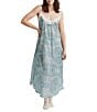 Color:Crystal Blue - Image 4 - Amira Sleeveless Lace Trim V-Neck Maxi Nightgown