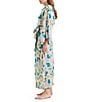 Papinelle Audrey Long Sleeve Shawl Collar Lightweight Woven Floral Print Coordinating Long Robe, Color:Lace Pink - Image 3