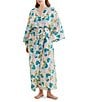 Papinelle Audrey Long Sleeve Shawl Collar Lightweight Woven Floral Print Coordinating Long Robe, Color:Lace Pink - Image 4