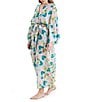 Papinelle Audrey Long Sleeve Shawl Collar Lightweight Woven Floral Print Coordinating Long Robe, Color:Lace Pink - Image 5