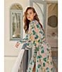 Papinelle Audrey Long Sleeve Shawl Collar Lightweight Woven Floral Print Coordinating Long Robe, Color:Lace Pink - Image 6