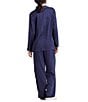 Color:Navy - Image 2 - Audrey Washable Silk Full-Length Pajama Set