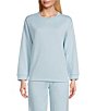 Color:Capri Blue - Image 1 - Beautiful Basic Cozy Quilted Long Sleeve Sleep Top