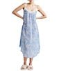 Color:Powder Blue - Image 1 - Cherry Blossom Lightweight Lace Front Sleeveless Maxi Nightgown