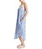 Color:Powder Blue - Image 3 - Cherry Blossom Lightweight Lace Front Sleeveless Maxi Nightgown
