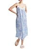 Color:Powder Blue - Image 6 - Cherry Blossom Lightweight Lace Front Sleeveless Maxi Nightgown