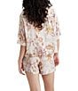 Color:Cream - Image 2 - Coco Short Sleeve Notch Collar Shorty Pajama Set
