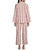 Color:Floral Stripe - Image 2 - Helena Cozy Floral Striped Chest Pocket Notch Collar Long Sleeve Full-Length Pajama Set