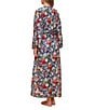 Papinelle Holly Woven Cotton Voile Long Sleeeve Floral Print Lightweight Maxi Robe, Color:Navy - Image 2