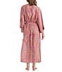 Color:French Rose - Image 2 - Ines Woven 3/4 Sleeve Side Pocket Coordinating Wrap Robe