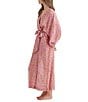 Color:French Rose - Image 3 - Ines Woven 3/4 Sleeve Side Pocket Coordinating Wrap Robe